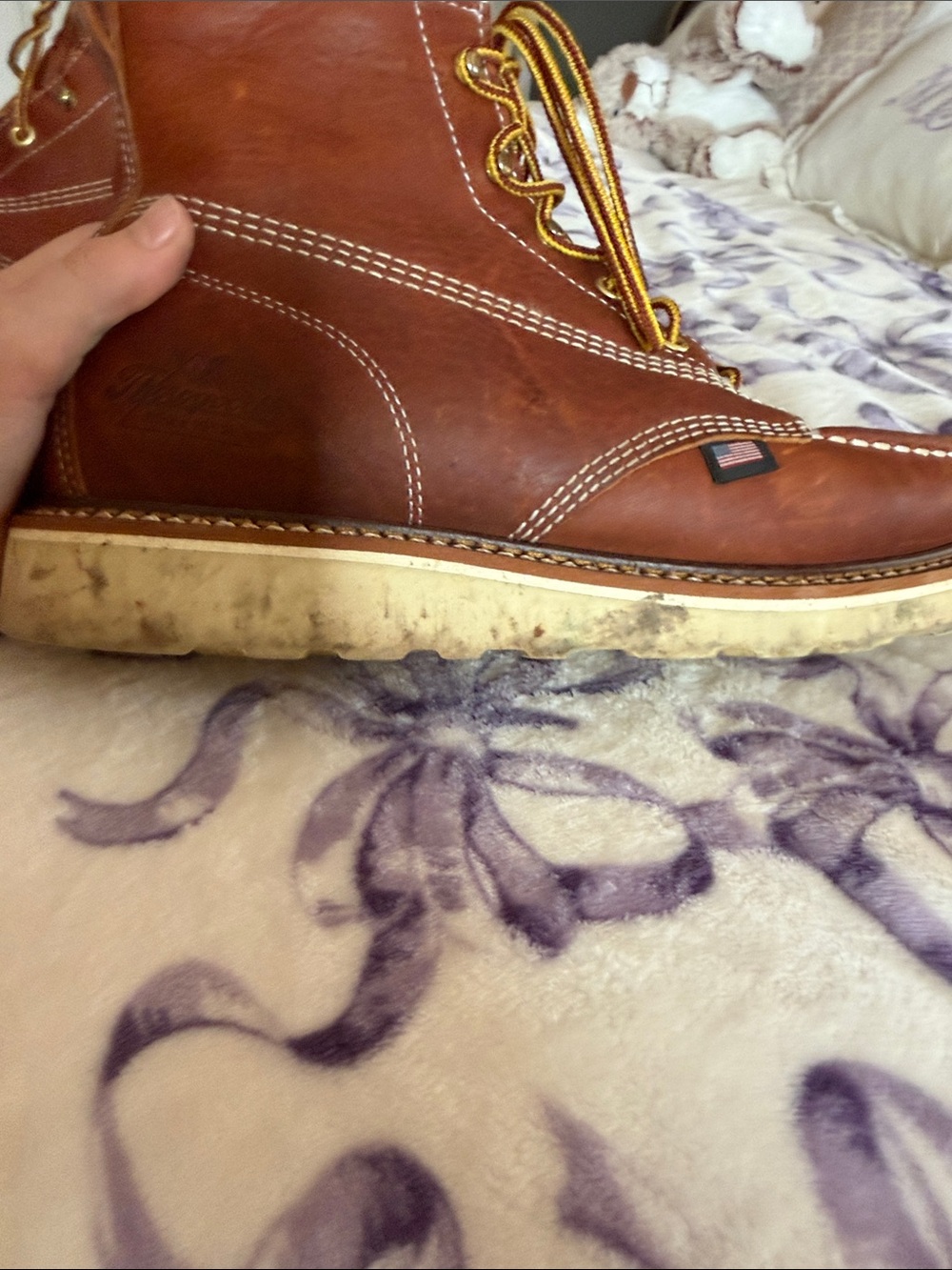 Made in USA Brown Leather Work Boot — Moc Toe - Picture 15 of 16